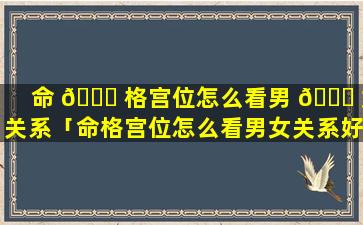 命 💐 格宫位怎么看男 🐝 女关系「命格宫位怎么看男女关系好不好」